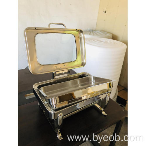 Oblong chafing dish with Park Avenue legs buffet